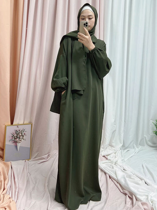 Abaya Long Dresses Women with Scarf